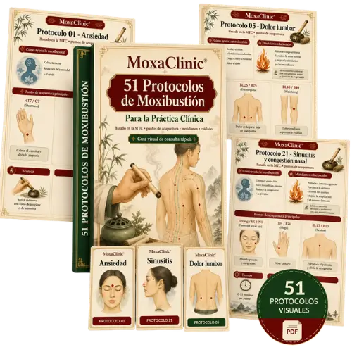 Mockup de MoxaClinic 51 Protocolos de Moxibustion