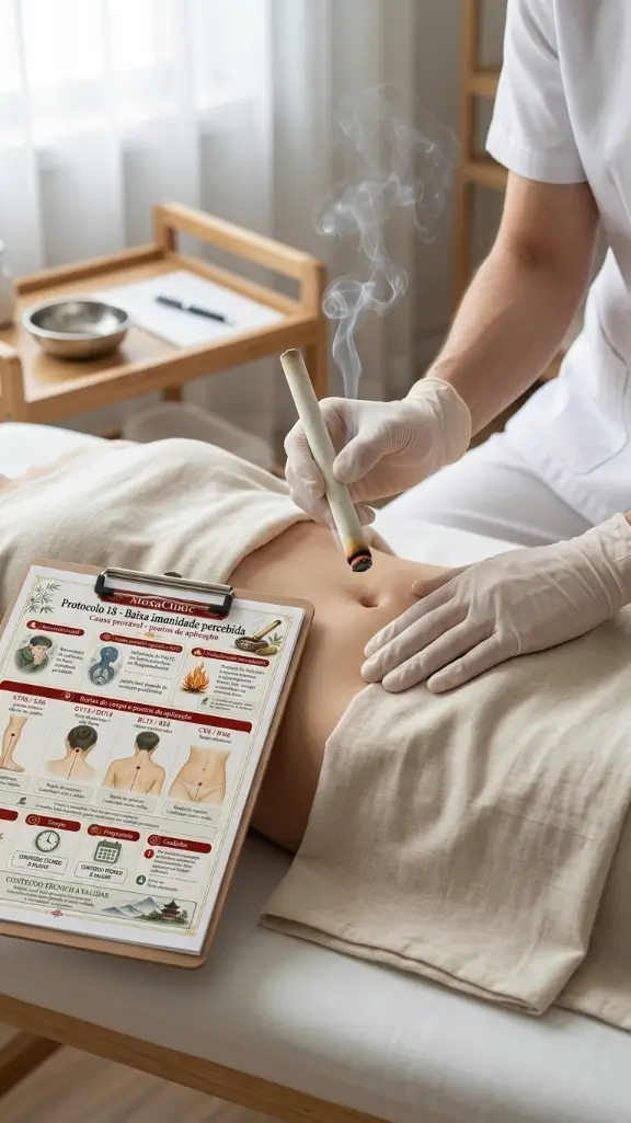 Moxibustion abdominal con protocolo MoxaClinic